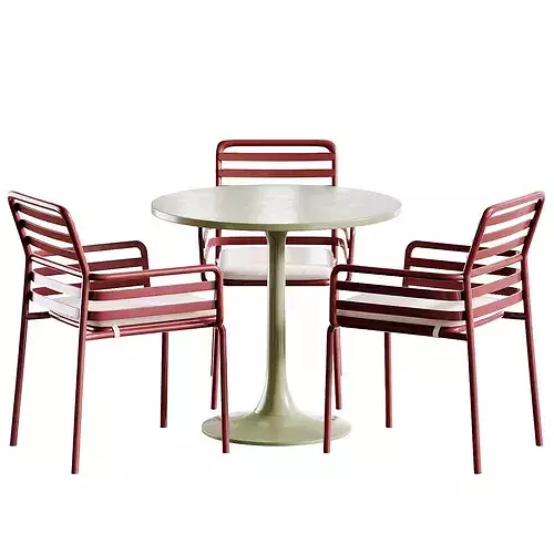 Tyulip Table and Cuscino Doga Armchair Low-poly 3D model