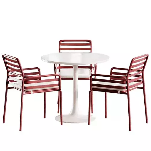 Tyulip Table and Cuscino Doga Armchair Low-poly 3D model 3