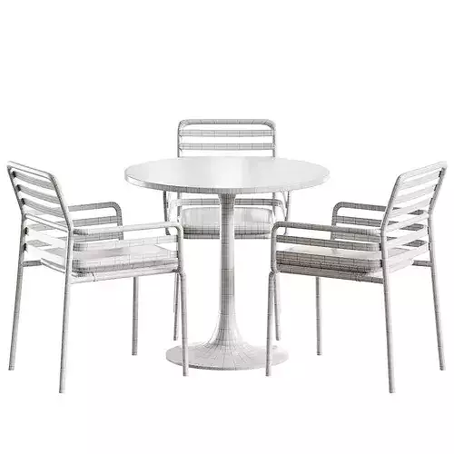 Tyulip Table and Cuscino Doga Armchair Low-poly 3D model 7