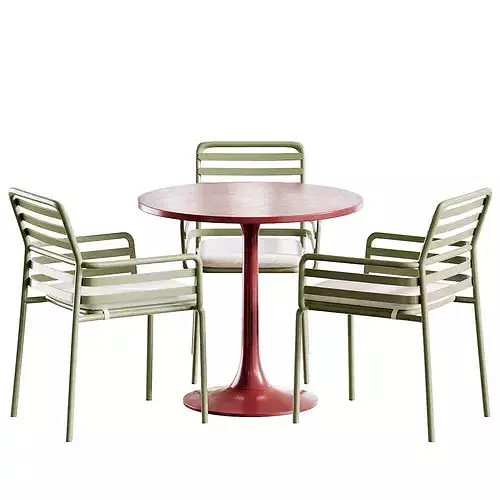 Tyulip Table and Cuscino Doga Armchair Low-poly 3D model 2
