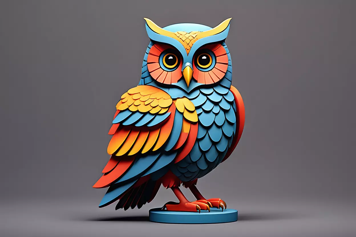 4387 Totem Style Owl Color 3D Model art STL DND ARTE 3D print model