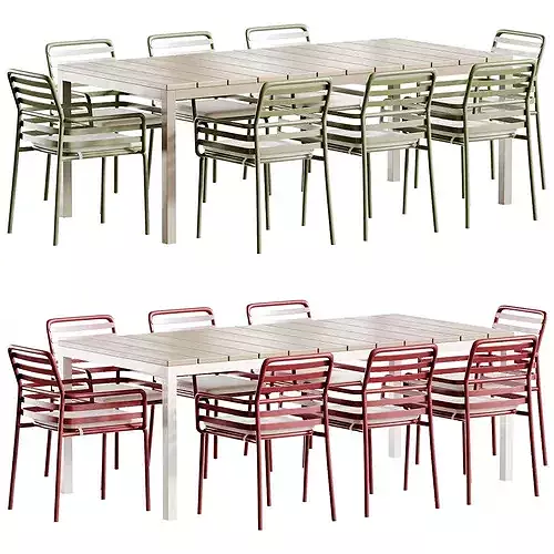 Set Tavolo Rio Alu Doga Armchair Low-poly 3D model