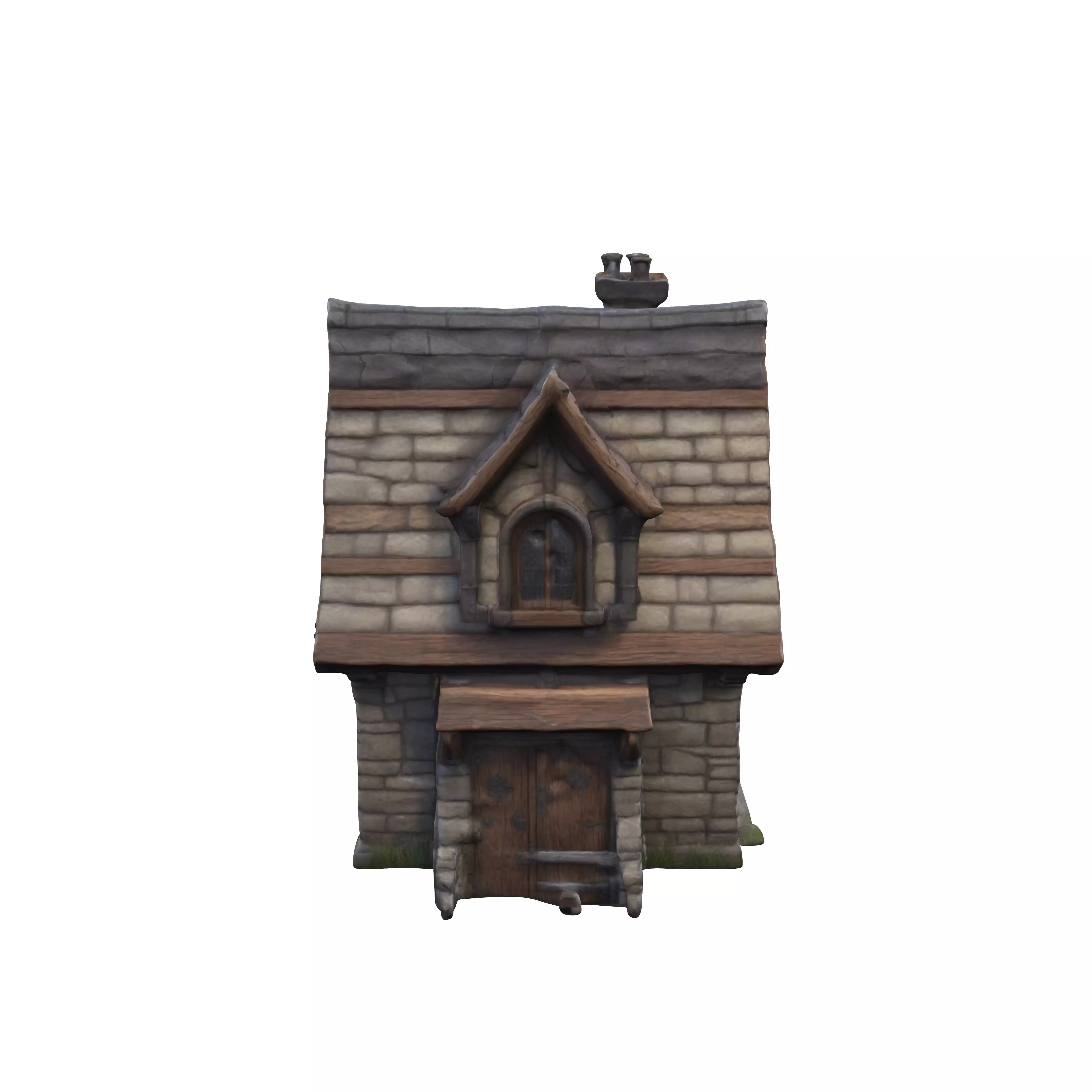 HARD EDGE fantasy House Facade Wood Stone pipes Highly Detaile 3D model