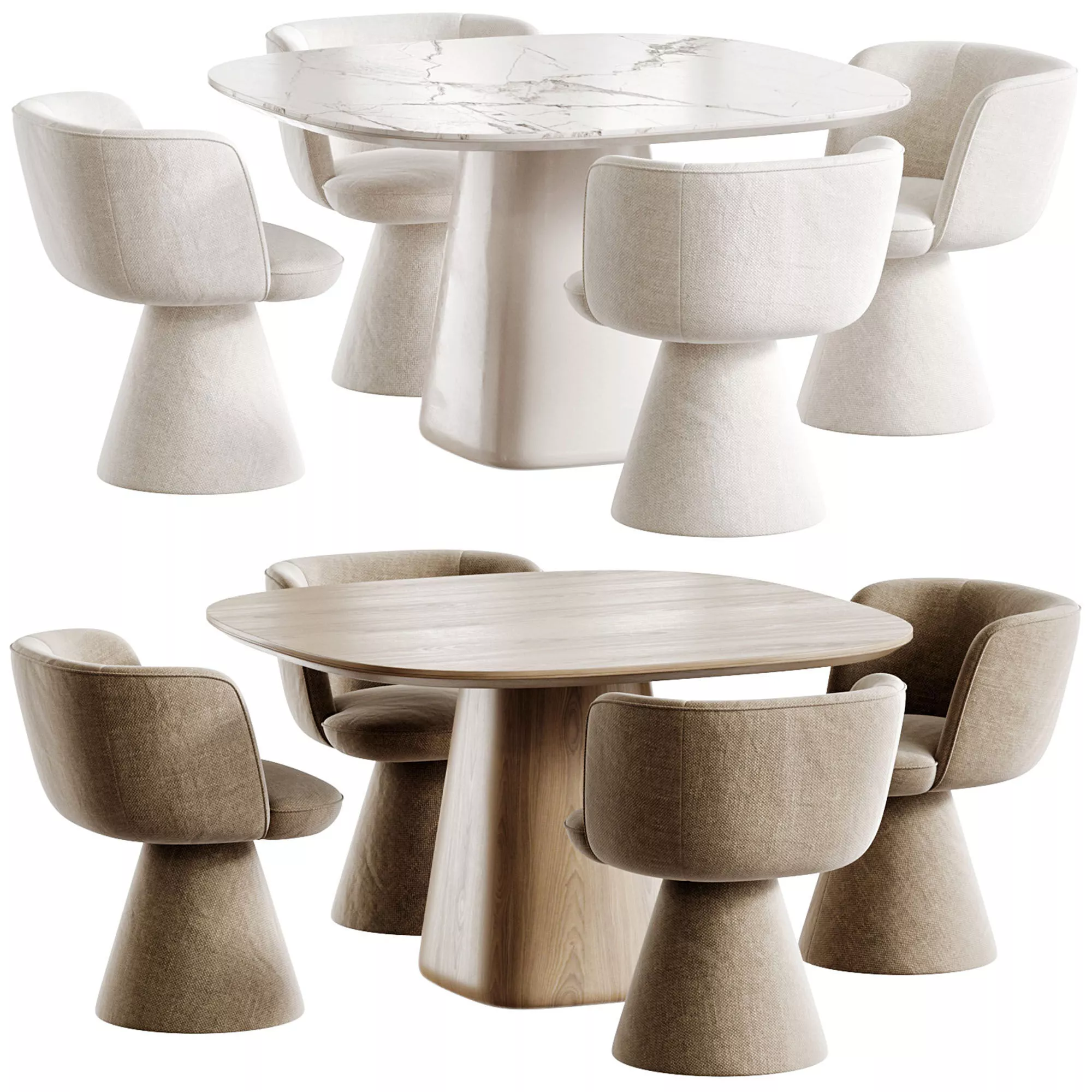 Flair O Chair and Allure O Round Table Bebitalia Low-poly 3D model