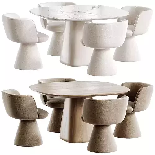 Flair O Chair and Allure O Round Table Bebitalia Low-poly 3D model