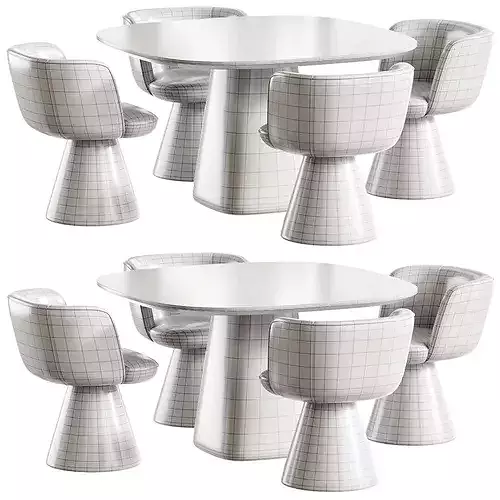 Flair O Chair and Allure O Round Table Bebitalia Low-poly 3D model 7