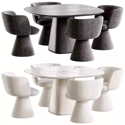Flair O Chair and Allure O Round Table Bebitalia Low-poly 3D model 4