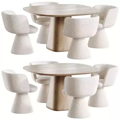 Flair O Chair and Allure O Round Table Bebitalia Low-poly 3D model 3