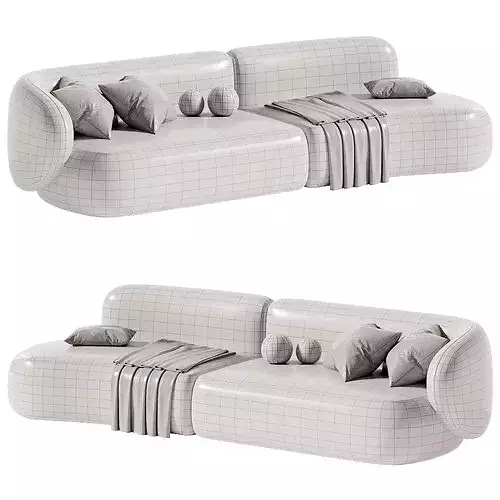 Swell Sofa Low-poly 3D model 6