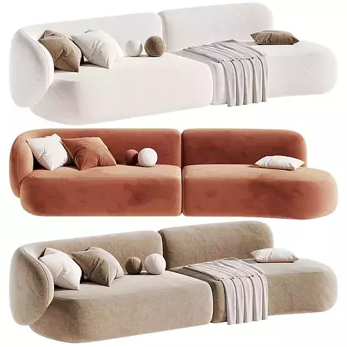 Swell Sofa Low-poly 3D model
