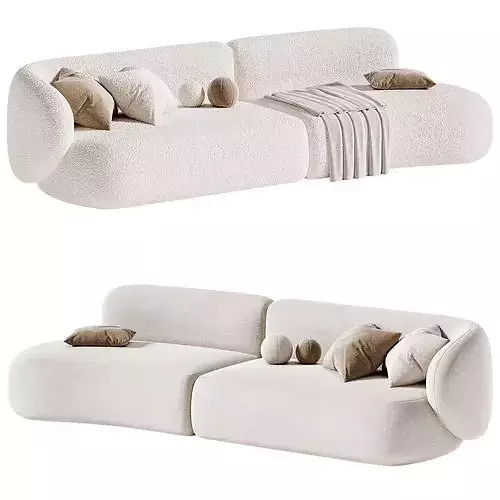 Swell Sofa Low-poly 3D model 2
