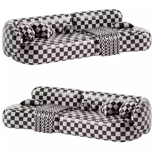 Swell Sofa Low-poly 3D model 7