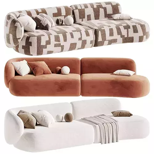 Swell Sofa Low-poly 3D model 3
