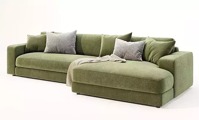 Hansen L Shaped Sofa 3D model 6