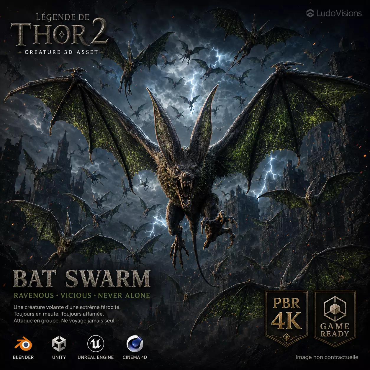 Medieval Fantasy Bat 3D Rigged Character - Legend of Thor 2 3D model