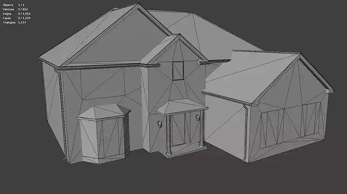 Low Poly American Suburban House 01 Low-poly 3D model 7