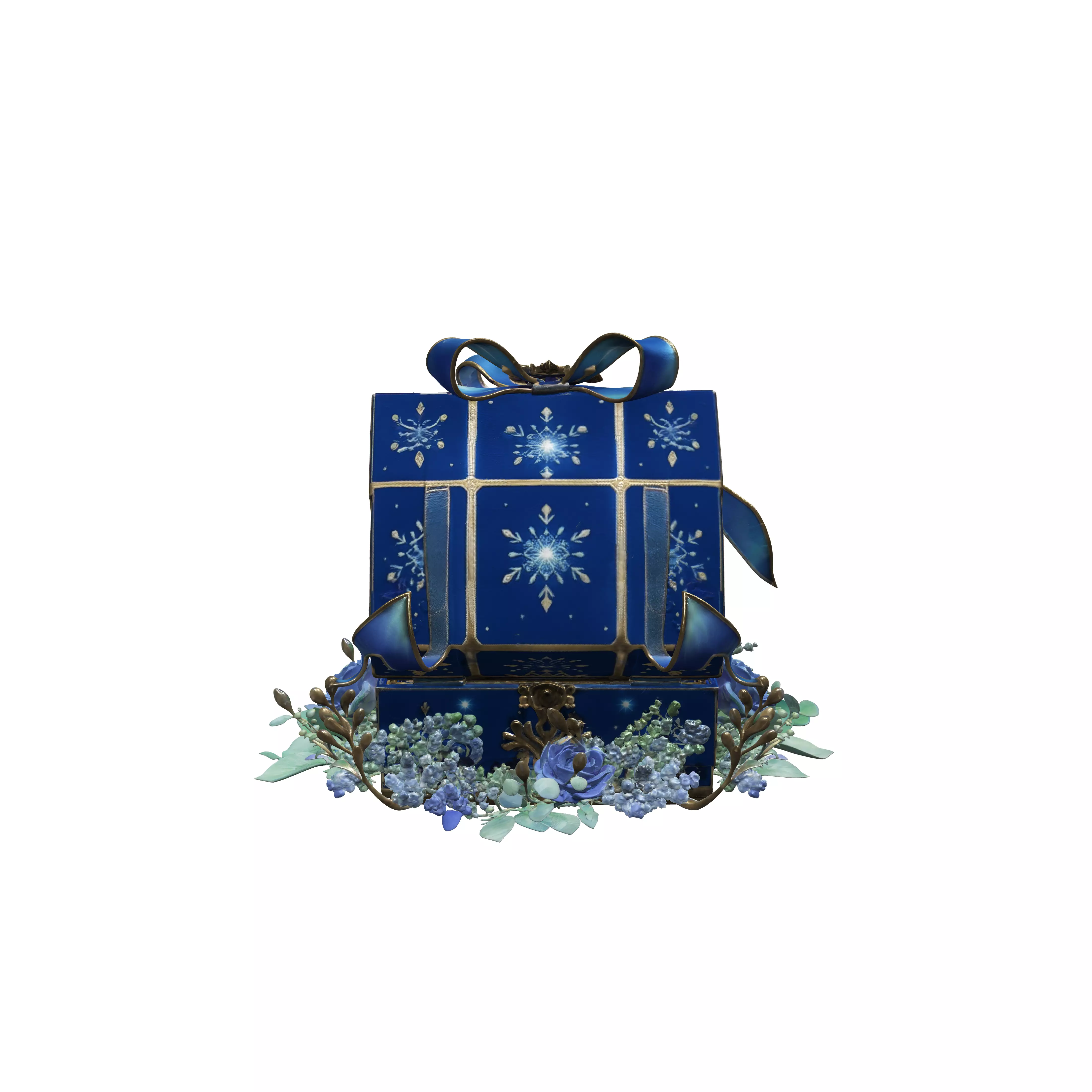 Blue Heart Wing Ring in a Sapphire Gift Box 3D model