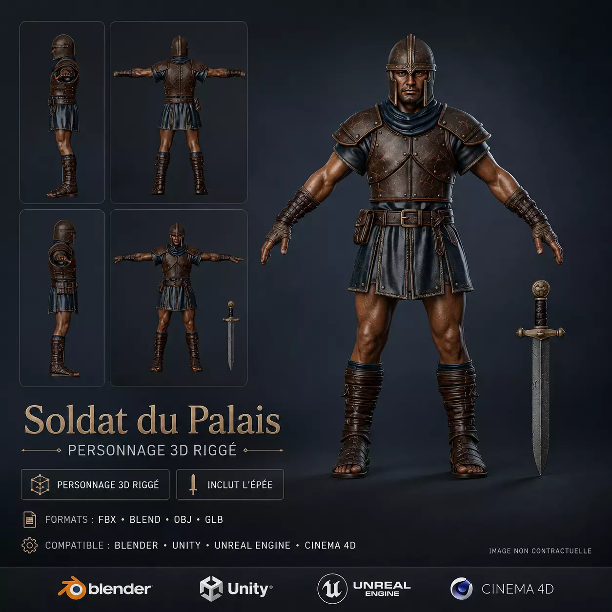 Soldat Ennemi Medieval 3D Rigged Character - Legende de Thor 2 3D model