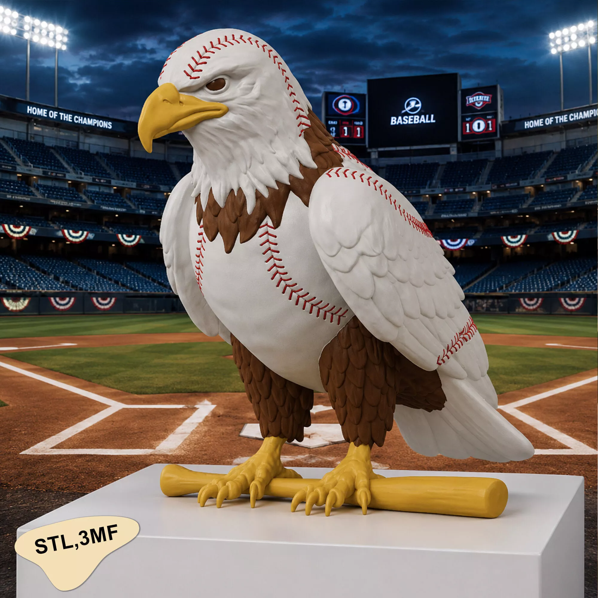 American Eagle Baseball Mascot Sculpture 3D print model