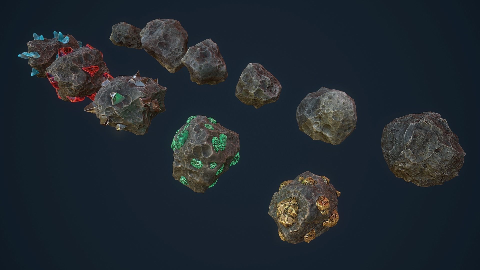 Asteroids -Meteorite PBR Low-poly 3D model_0