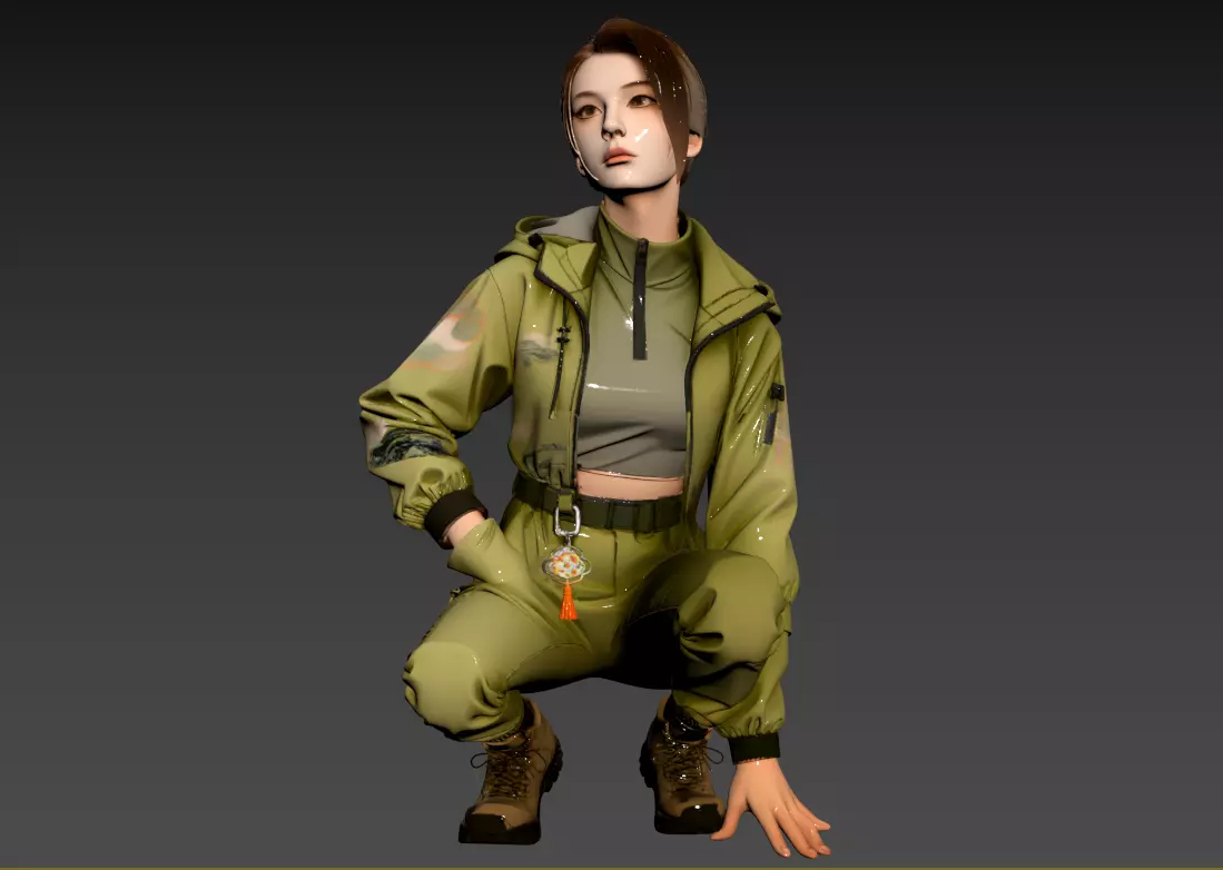 C87- Military Training Students Wearing Camouflage 3D model