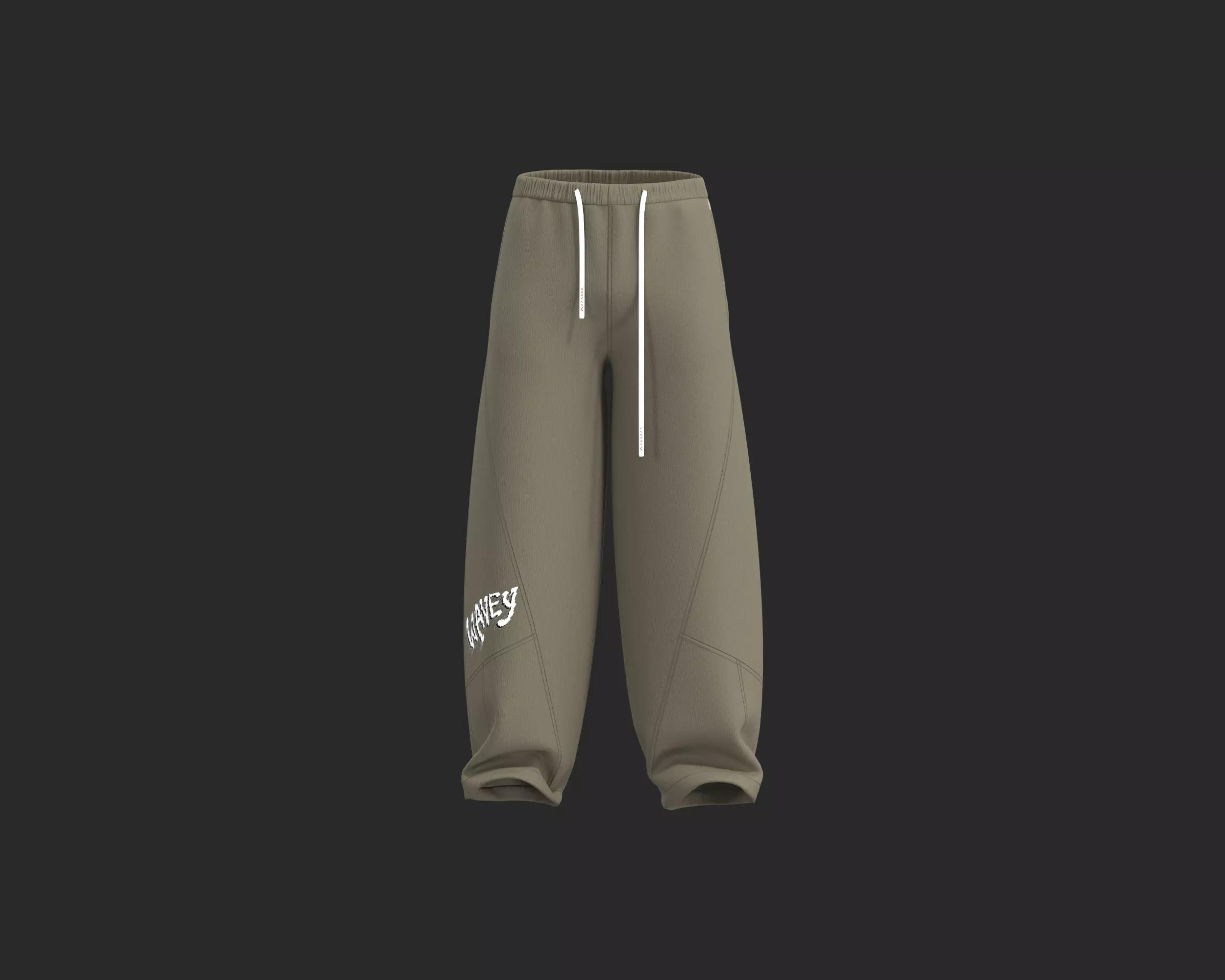 Mens oversized jogger with graphic and cut and sew 3D model