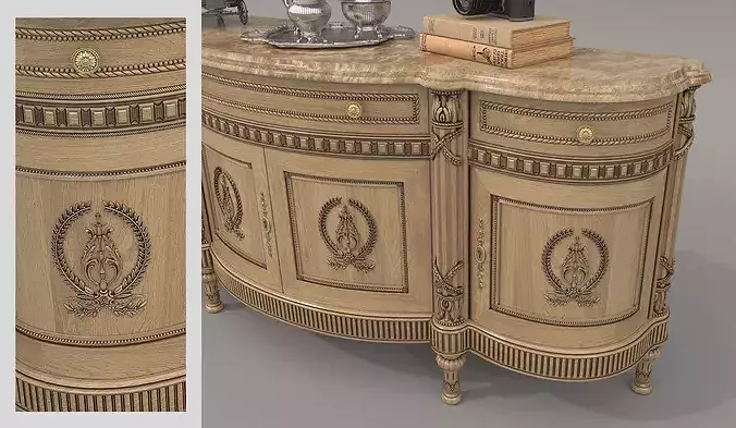 Classic Royal Sideboard 3D model 7