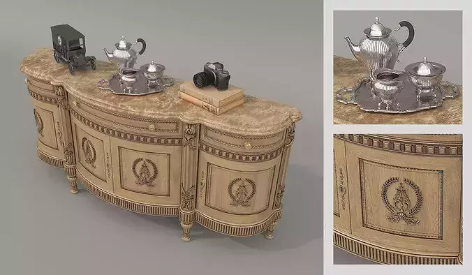 Classic Royal Sideboard 3D model 2