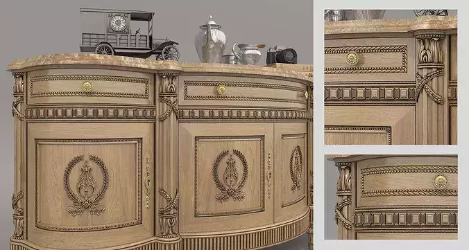 Classic Royal Sideboard 3D model 6