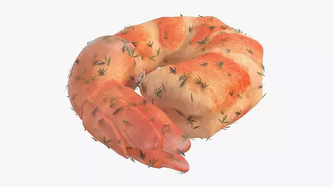 Cooked Shrimp with Tail 3D model 7