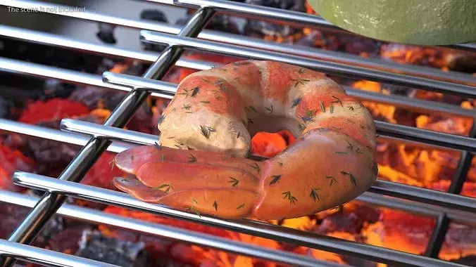 Cooked Shrimp with Tail 3D model 4