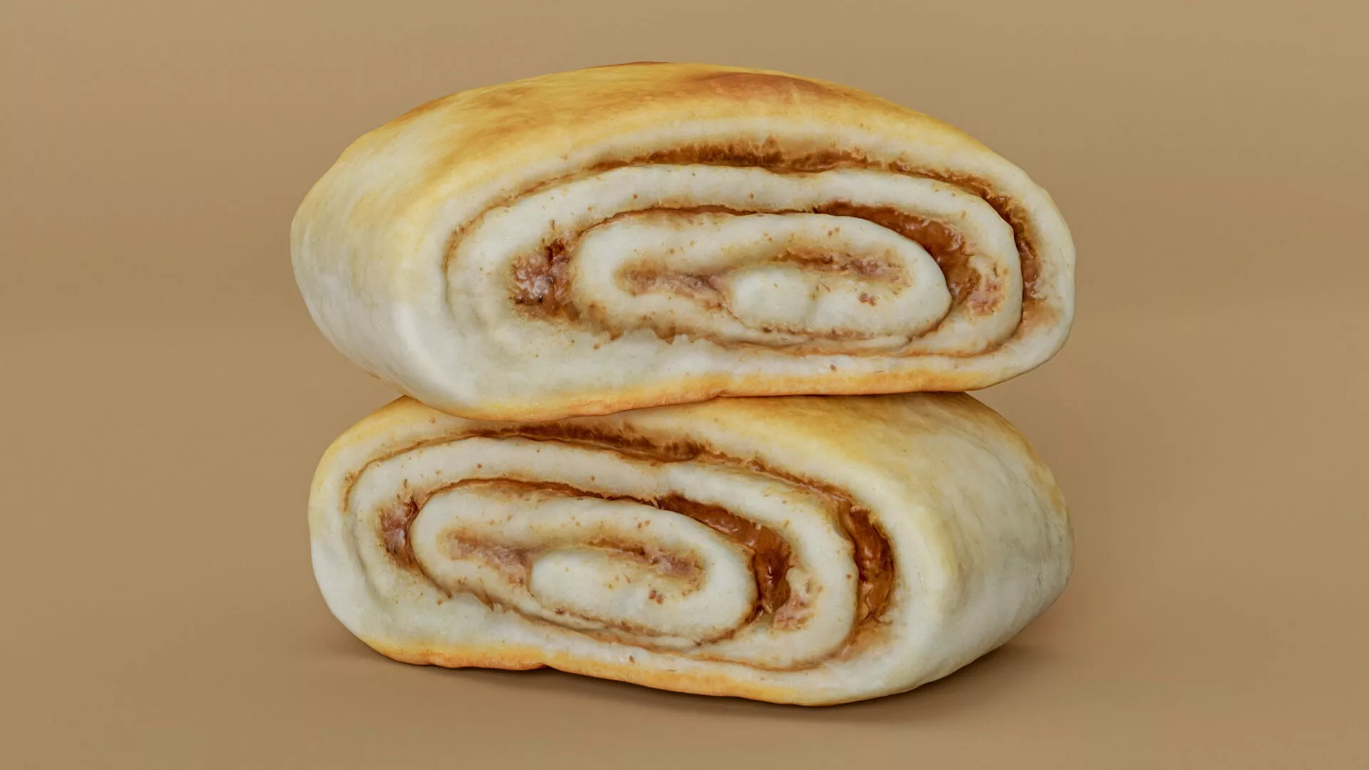 3D Scan of Sweet Cinnamon Roll Low-Poly Baked Pastry Asset Low-poly 3D model