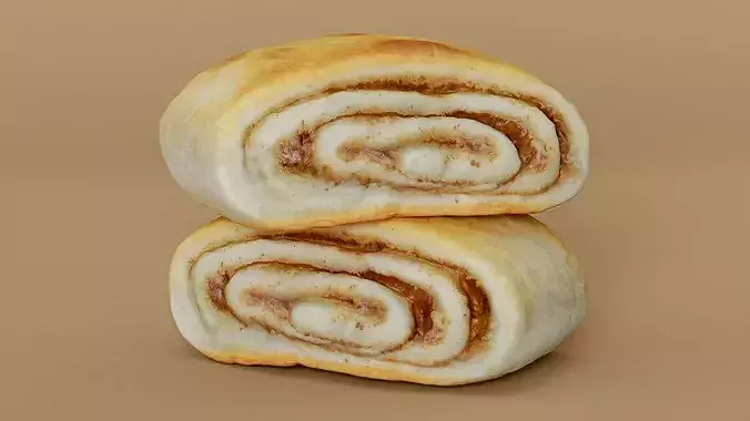 3D Scan of Sweet Cinnamon Roll Low-Poly Baked Pastry Asset Low-poly 3D model