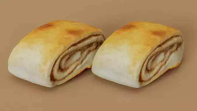 3D Scan of Sweet Cinnamon Roll Low-Poly Baked Pastry Asset Low-poly 3D model 2