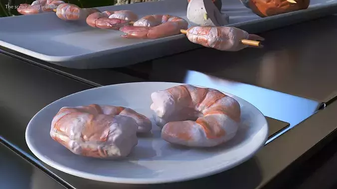 Peeled Shrimp Fresh 3D model 3