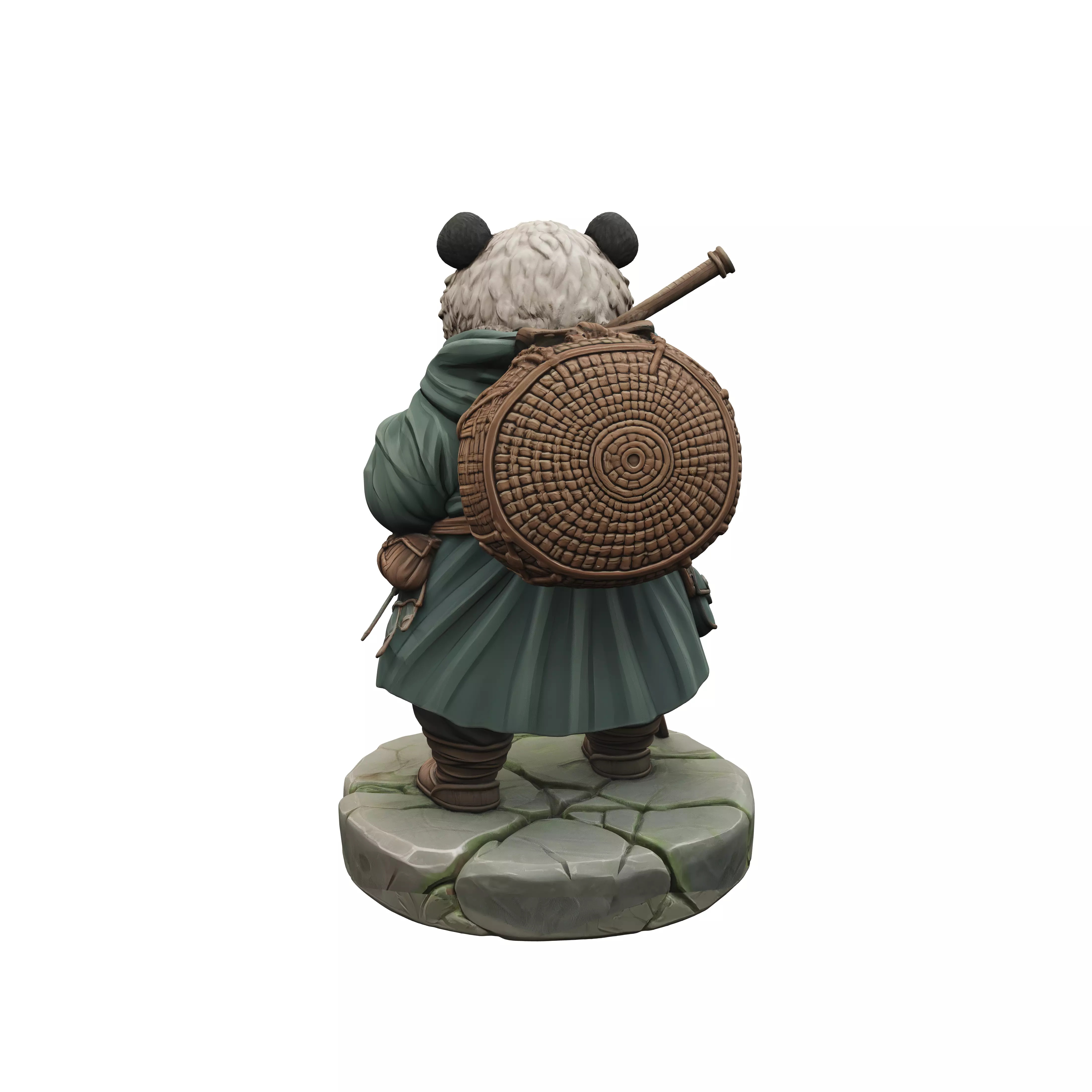 Make the image of the same panda character but without a hat o 3D model
