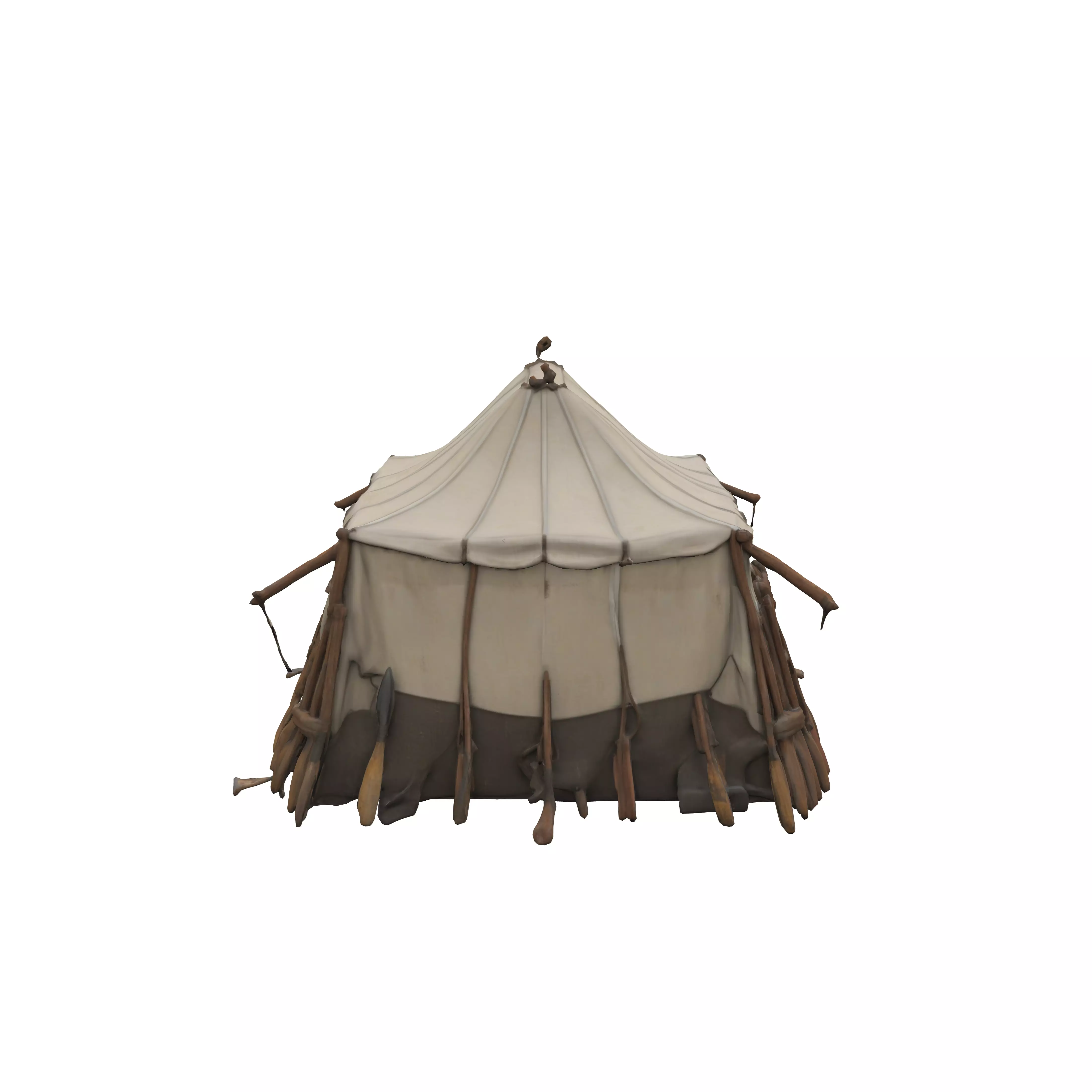 Makeshift gang hideout tent made of ship sails and oars harbor 3D model