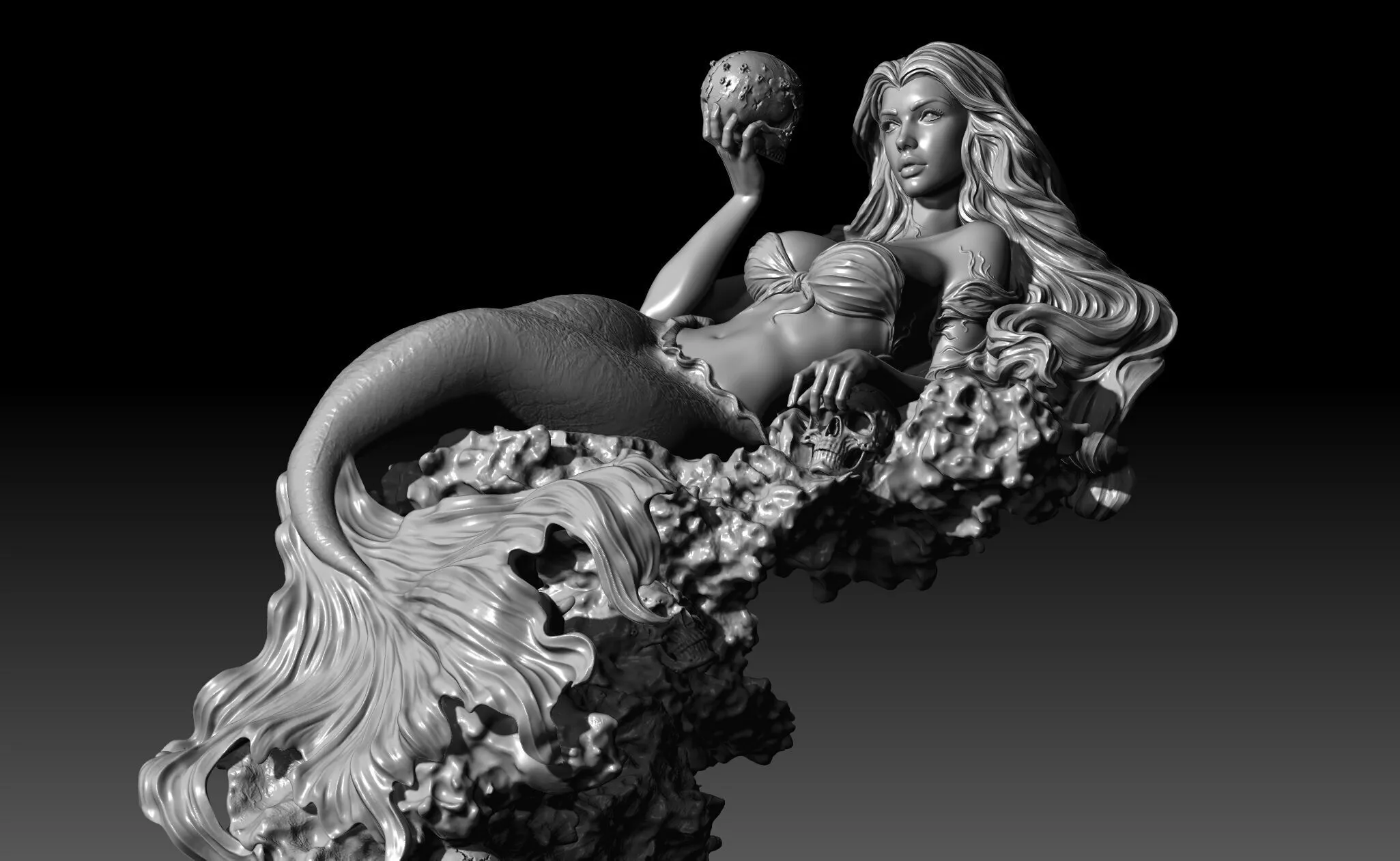 Fantasy Mermaid Statue High Detail STL for Resin 3D Printing 3D print model