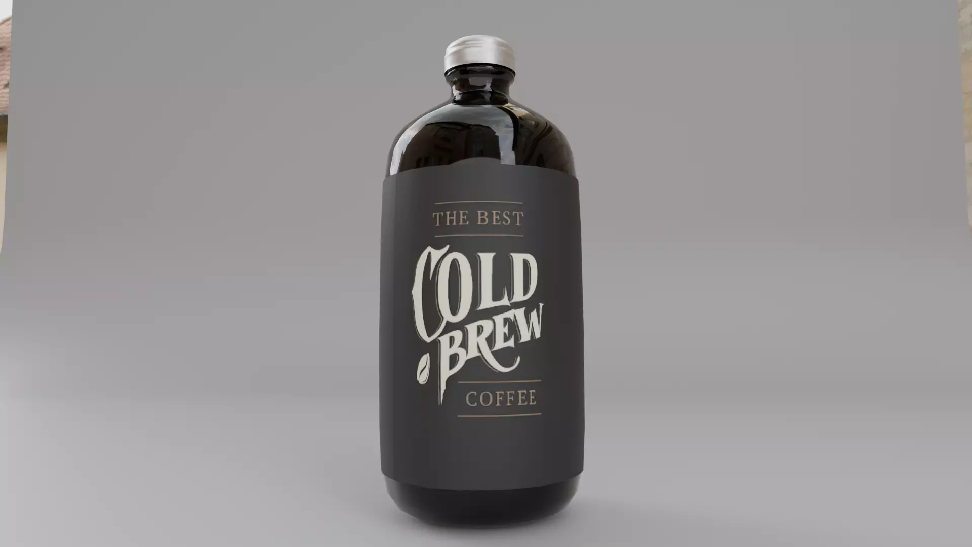 Realistic Cold Brew Coffee Bottle - Low Poly Product Model Low-poly 3D model