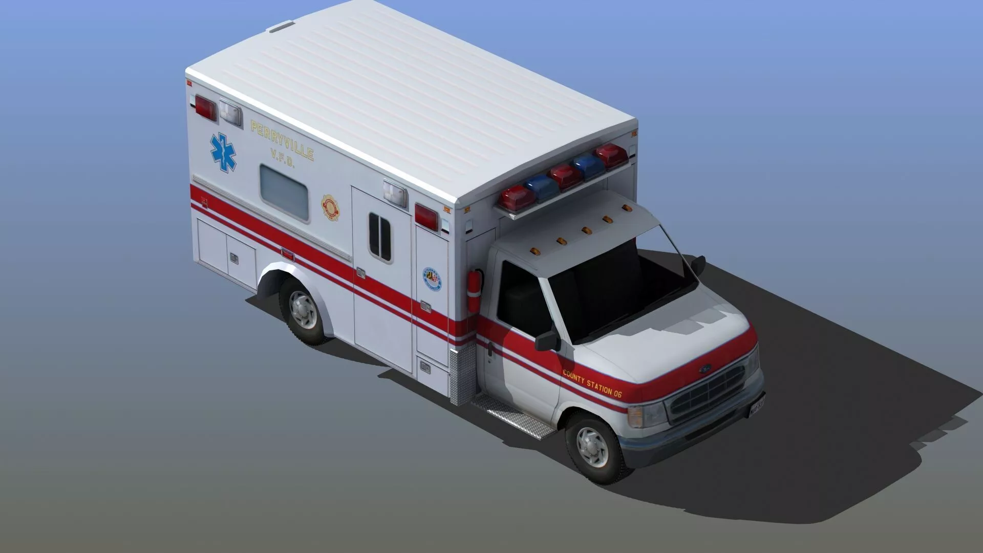 Ambulance Emergency Response Paramedic Vehicle Game Ready Low-poly 3D model