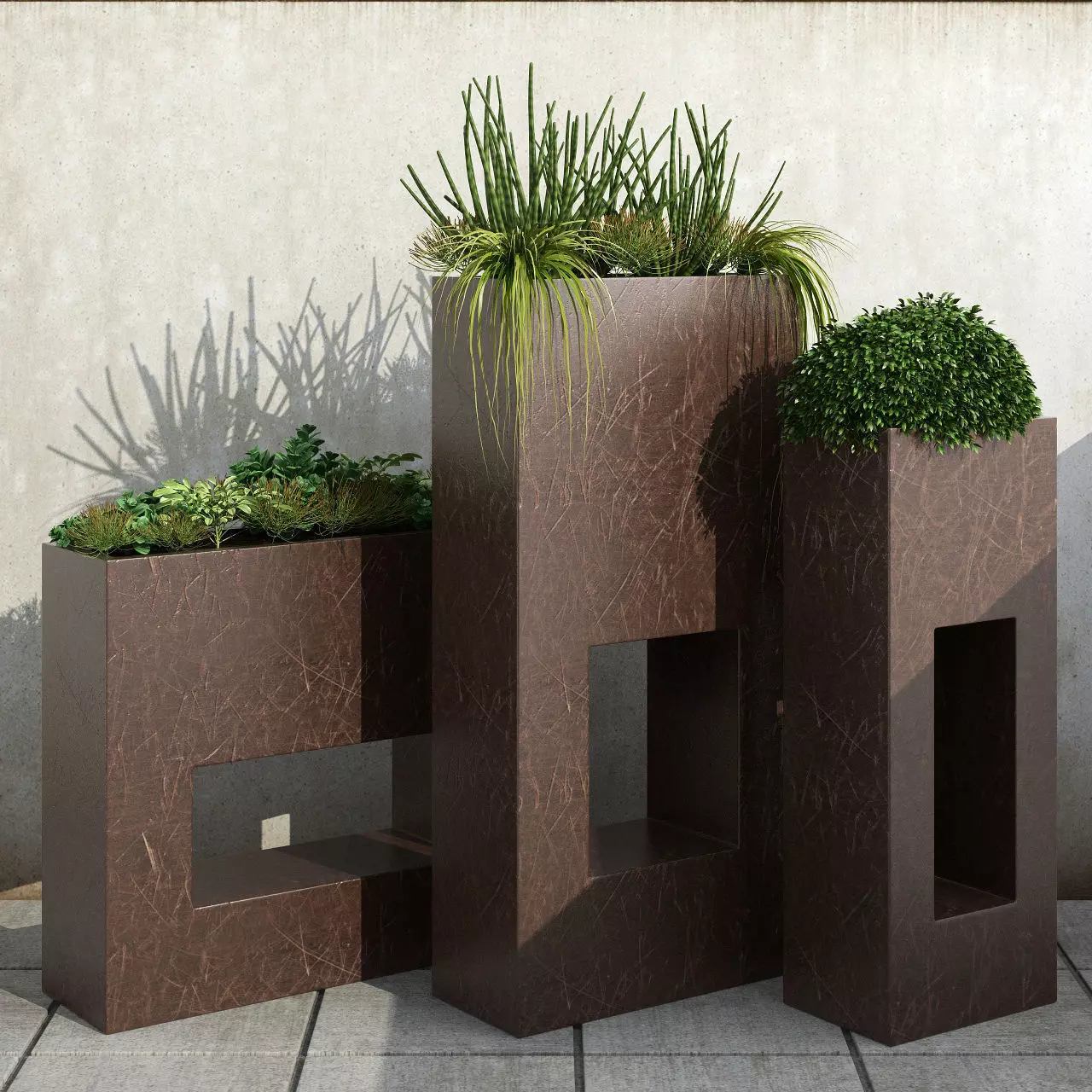 Plant modern planters for balconies and terraces 3D model_0