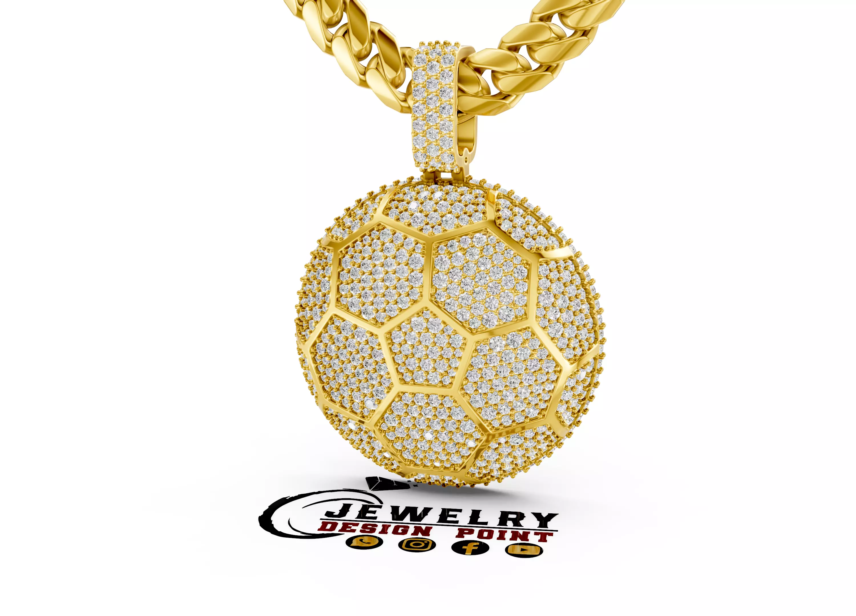 Custom Soccer Ball Diamond Pendant - Foot Ball Diamond Necklace 3D print model