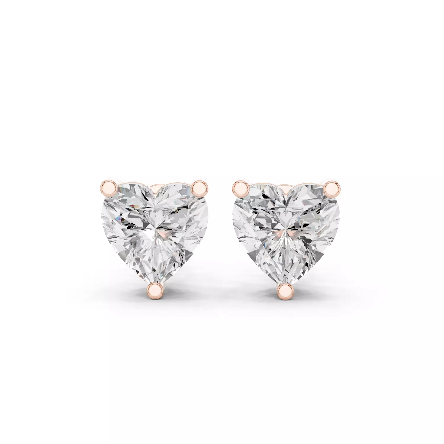 Heart Diamond 2 and half ct Solitaire Studs Earrings 3dm stl 3D print model