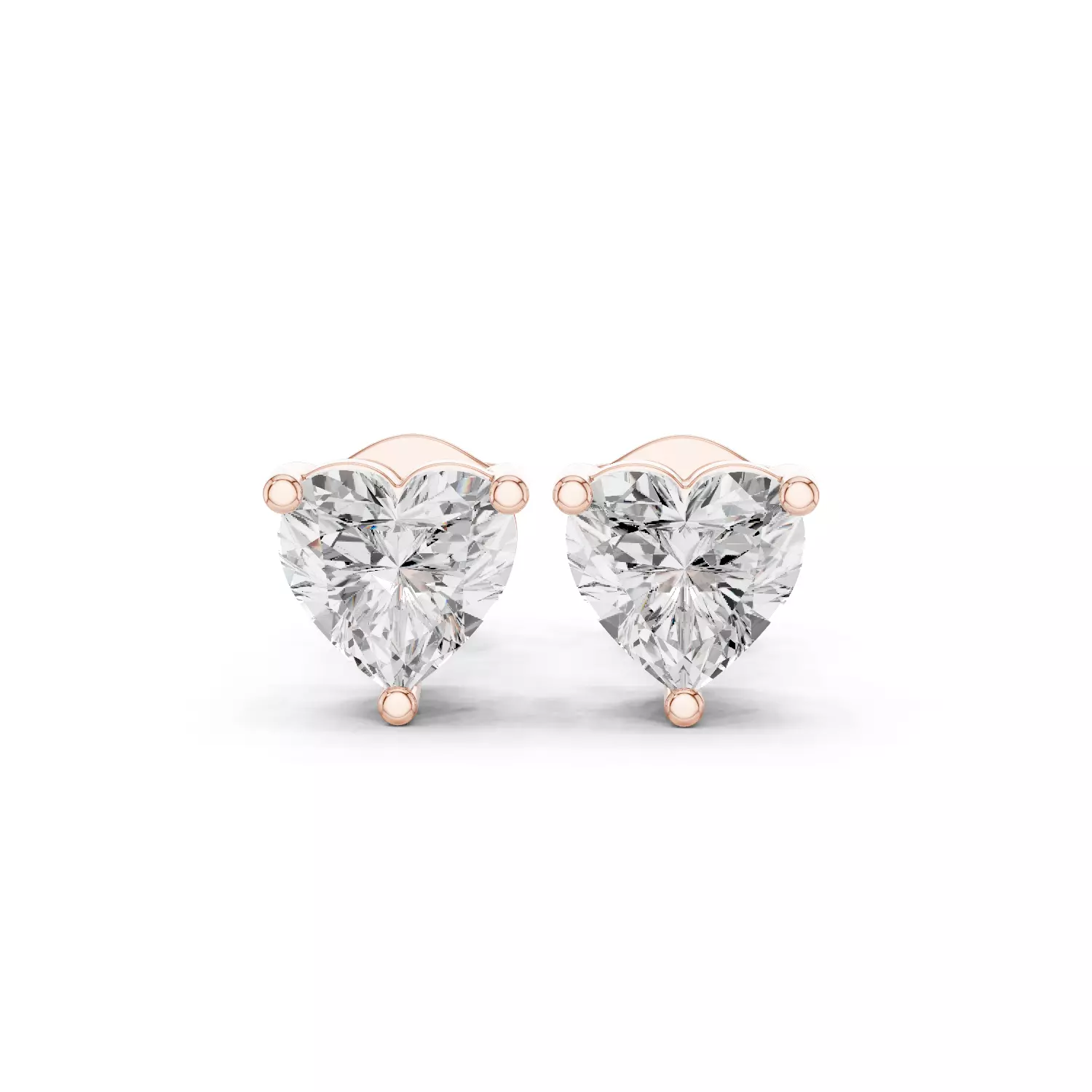 Heart Diamond 1 ct Solitaire Studs Earrings 3dm stl renders 3D print model