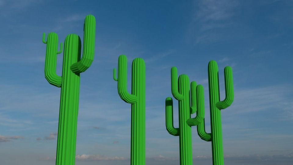 Low Poly Cactus 3D Model in desert Free low-poly 3D model
