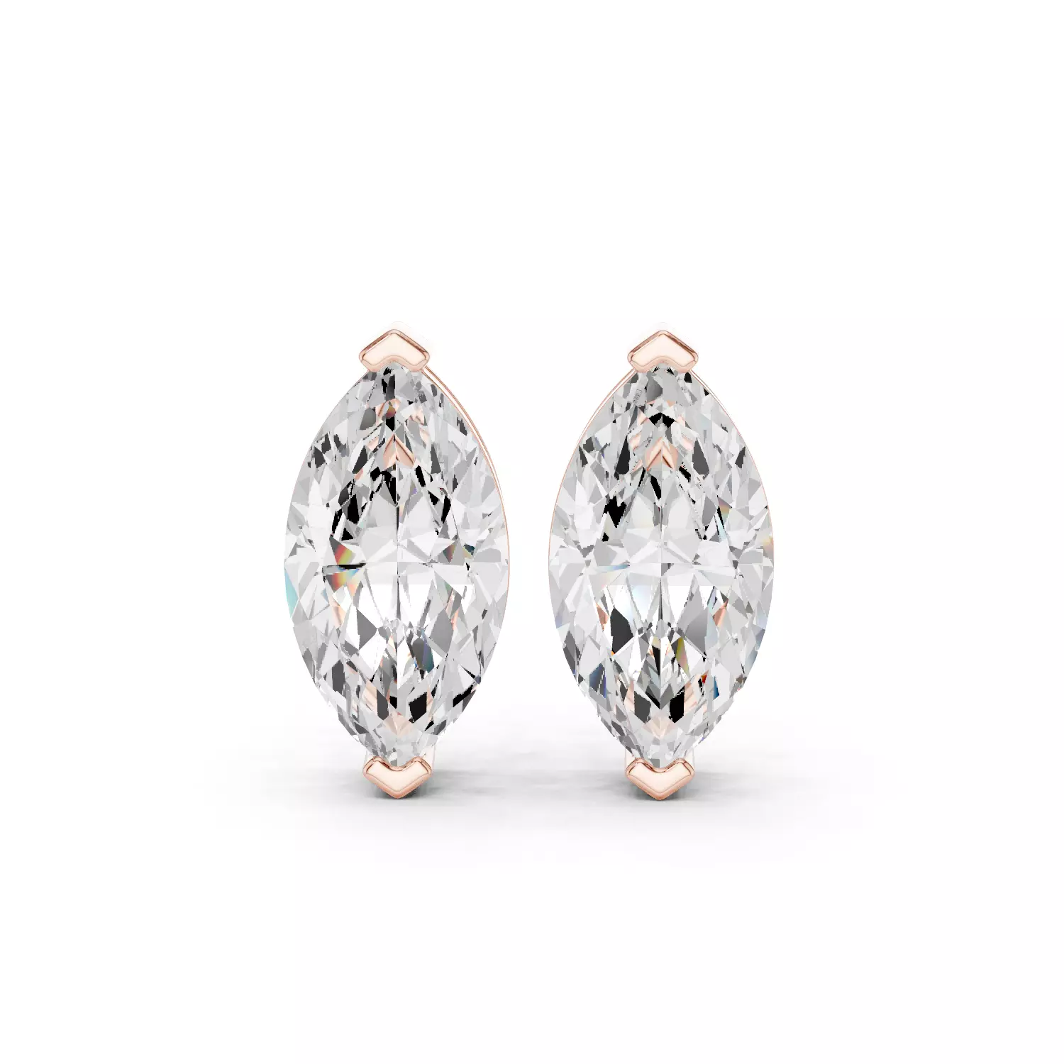 Marquise Diamond 4 ct Solitaire Studs Earrings 3dm stl renders 3D print model