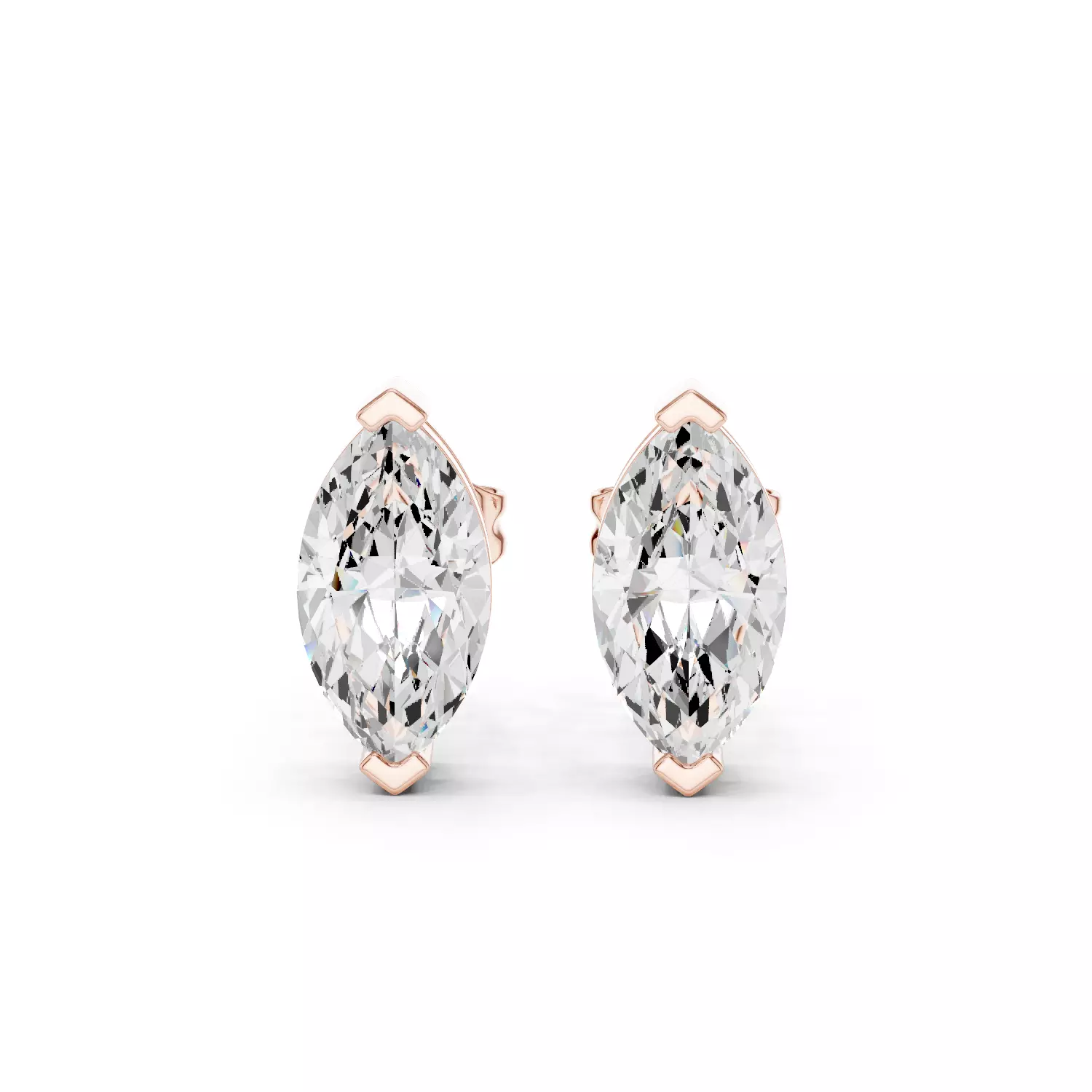 Marquise Diamond 1 ct Solitaire Studs Earrings 3dm stl renders 3D print model