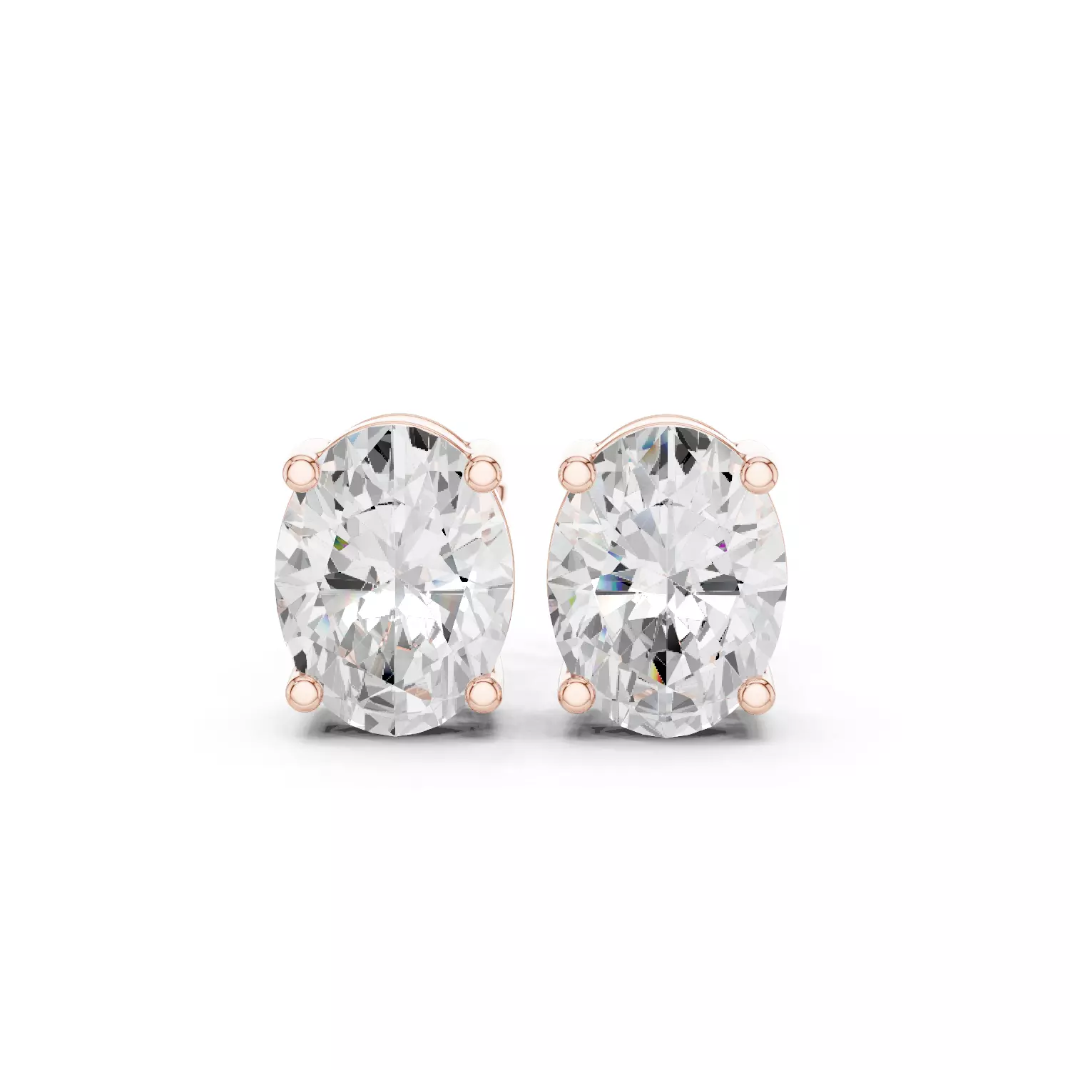 Oval Diamond 7 ct Solitaire Studs Earrings 3dm stl renders 3D print model
