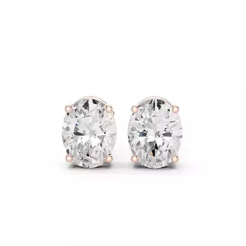 Oval Diamond 5 ct Solitaire Studs Earrings 3dm stl renders 