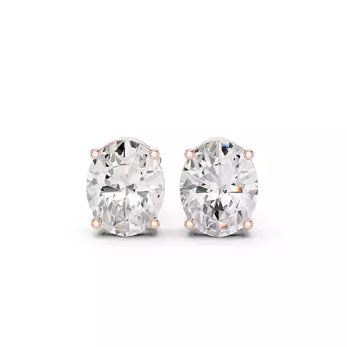Oval Diamond 4 ct Solitaire Studs Earrings 3dm stl renders 